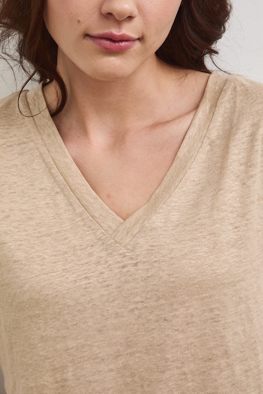 Medicine t-shirt damski lniany RS26-TSD700 beżowy