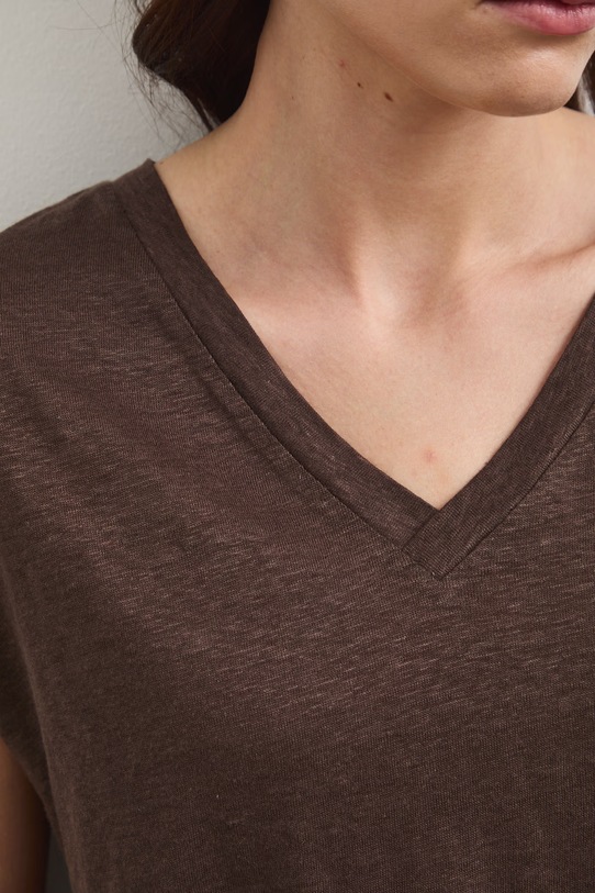 Medicine t-shirt damski lniany RS26-TSD700 brązowy