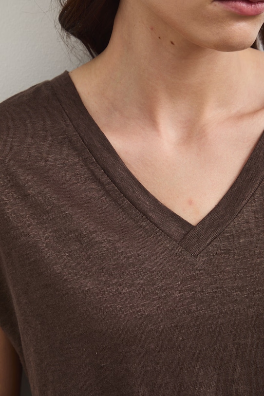 Medicine t-shirt damski lniany RS26-TSD700 brązowy