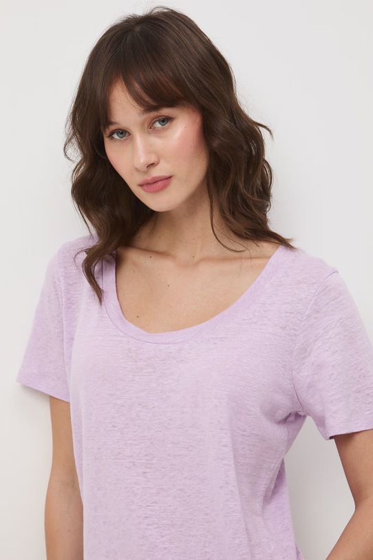 Medicine T-shirt damski lniany fioletowy RS26-TSD701