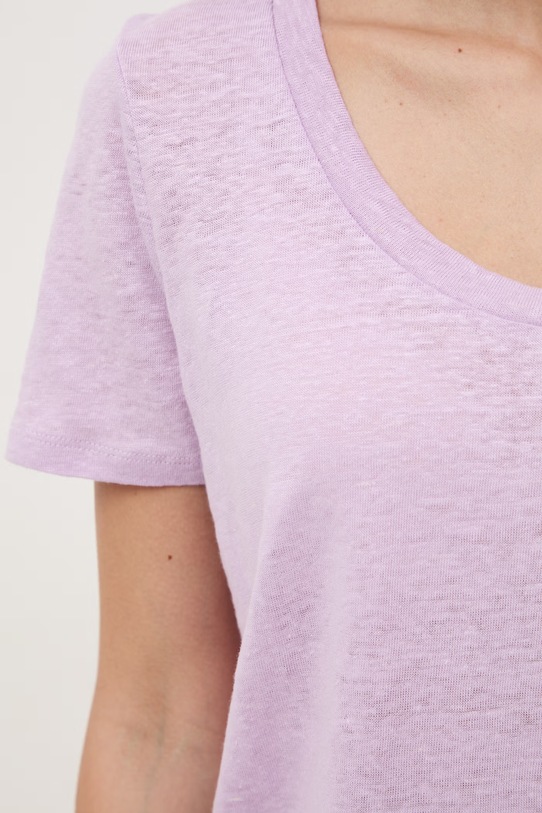 Medicine T-shirt damski lniany RS26-TSD701 fioletowy