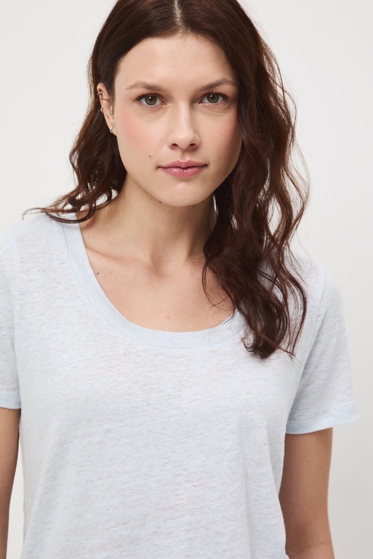 Medicine T-shirt damski lniany niebieski RS26-TSD701