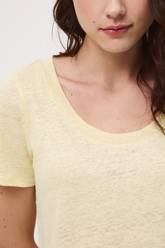 T-shirt damski lniany RS26-TSD701 żółty