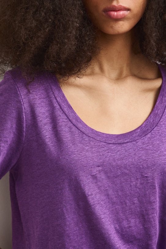 T-shirt damski lniany RS26-TSD701 fioletowy