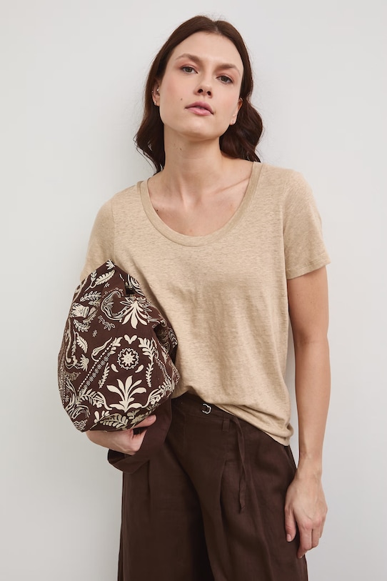 Medicine T-shirt damski lniany RS26-TSD701 beżowy RS26