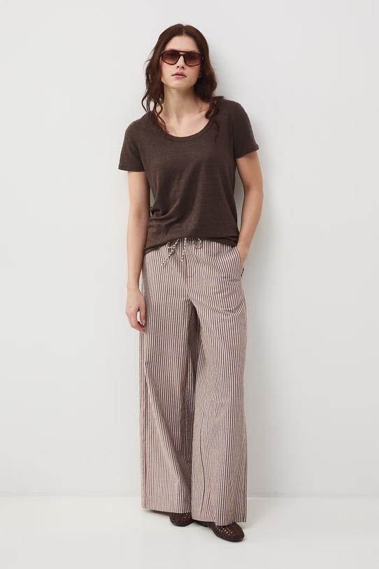 Medicine T-shirt damski lniany RS26-TSD701 brązowy RS26