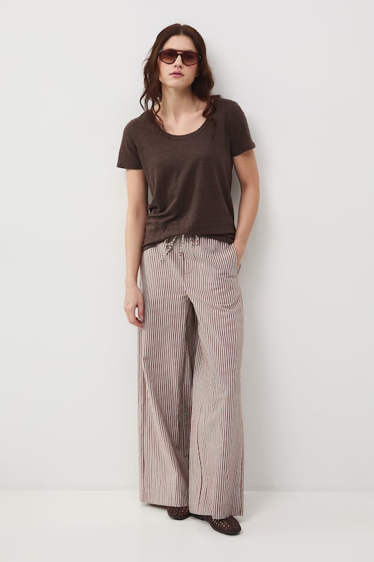 Medicine T-shirt damski lniany RS26-TSD701 brązowy RS26