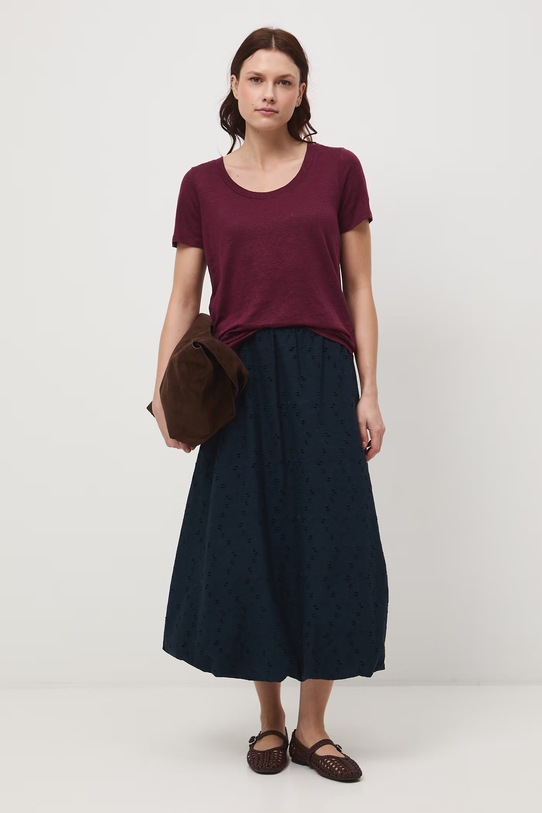 Medicine T-shirt damski lniany RS26-TSD701 bordowy RS26