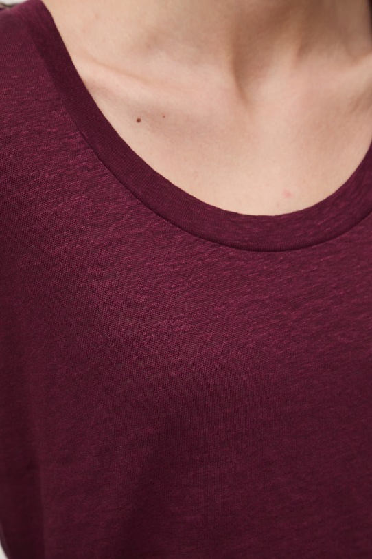 Medicine T-shirt damski lniany RS26-TSD701 bordowy