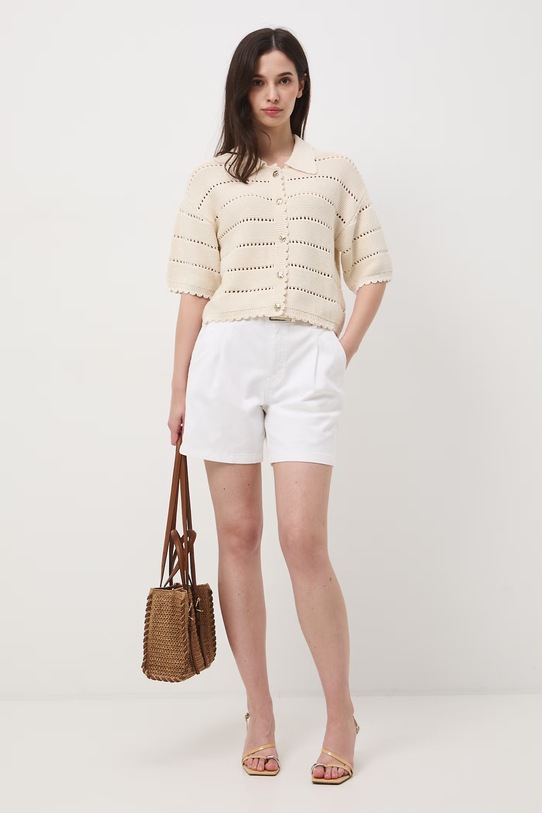 Medicine T-shirt swetrowy damski bawełniany beżowy RS26-TSD702