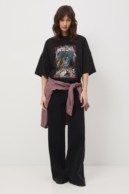 Medicine T-shirt oversize damski bawełniany Metallica RS26-TSD770 szary RS26