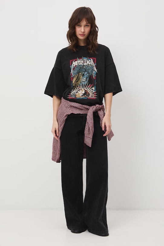 Medicine T-shirt oversize damski bawełniany Metallica RS26-TSD770 szary RS26