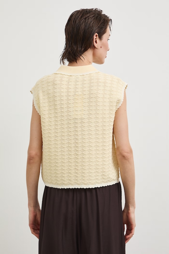 Odzież T-shirt swetrowy damski z wiskozą RS26-TSD802 żółty