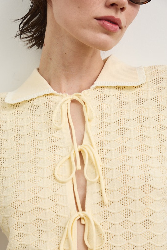 T-shirt swetrowy damski z wiskozą RS26-TSD802 żółty