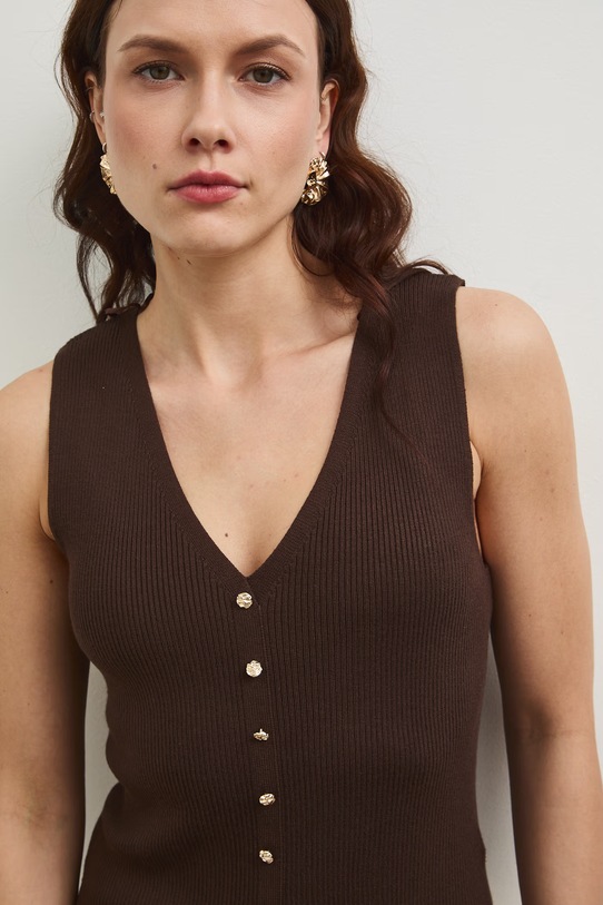 Svetrový top dámský s viskózou hnědá RS26-TSD803