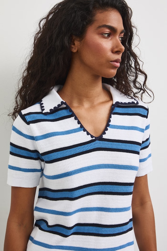 T-shirt swetrowy damski bawełniany biały RS26-TSD804