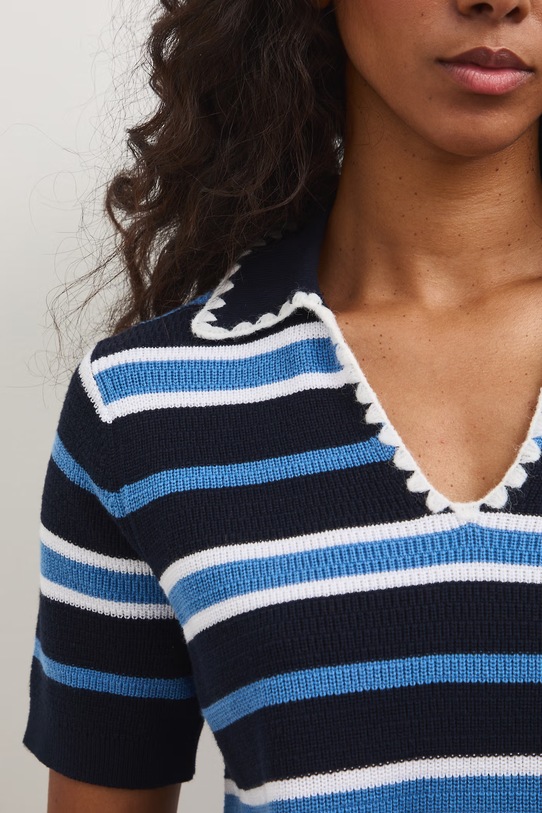 T-shirt swetrowy damski bawełniany RS26-TSD804 granatowy