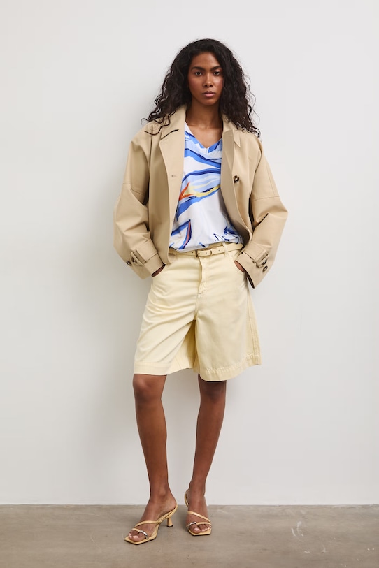 T-shirt oversize damski bawełniany z elastanem biały RS26-TSD810