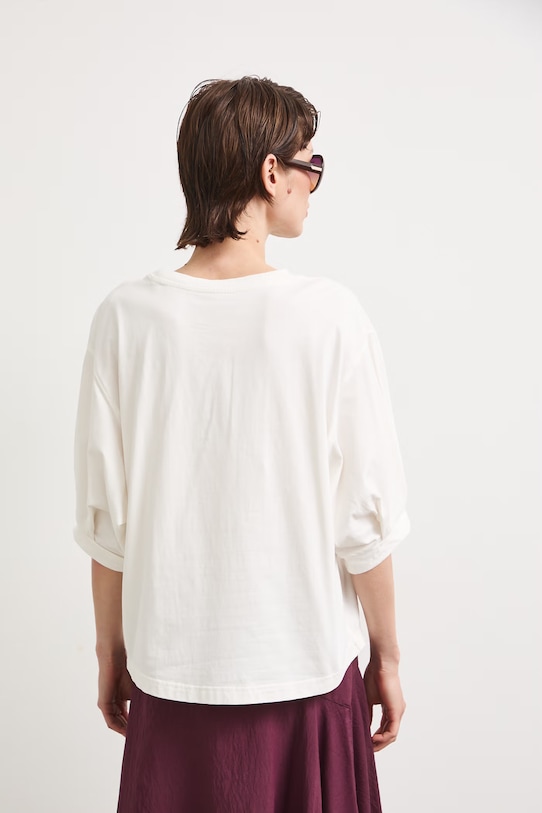 Odzież T-shirt damski bawełniany z elastanem RS26-TSD814 beżowy