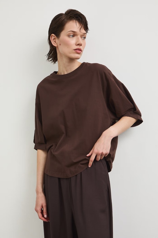 Tričko pánské bavlněné s elastanem hnědá RS26-TSD814