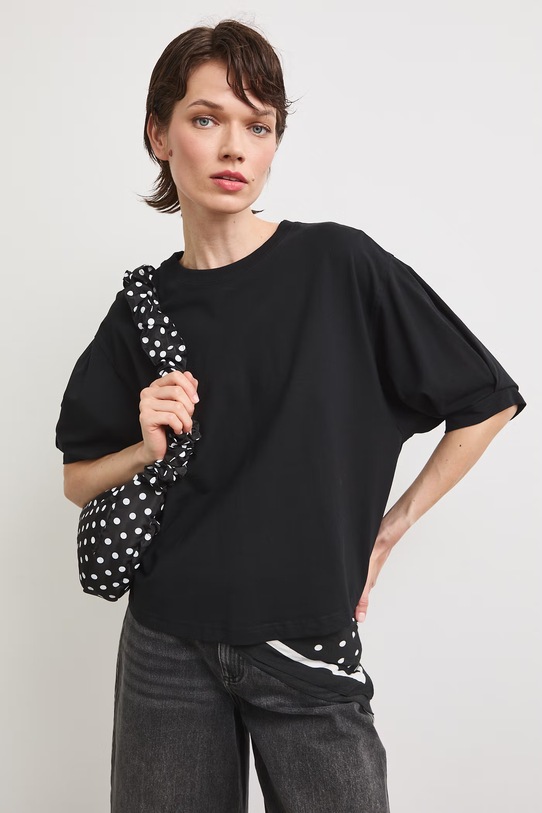 T-shirt damski bawełniany z elastanem RS26-TSD814 czarny RS26