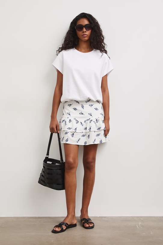 T-shirt oversize damski bawełniany z elastanem RS26-TSD815 biały RS26