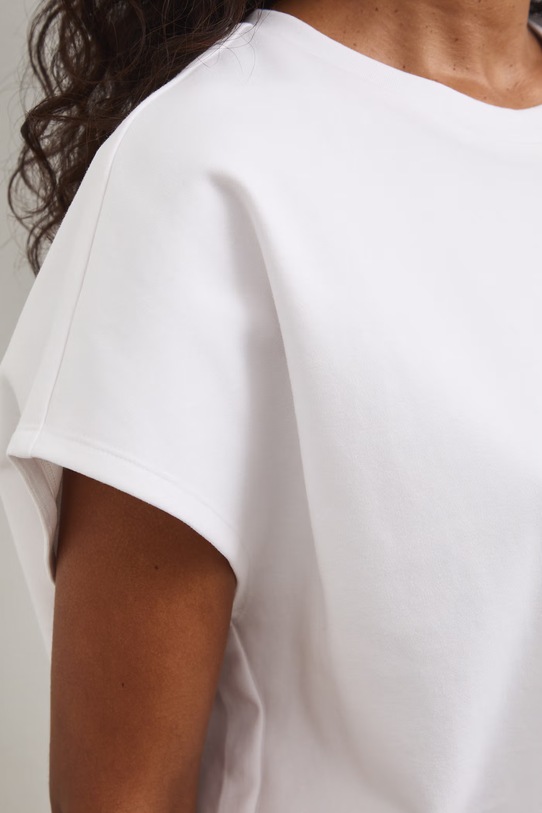 T-shirt oversize damski bawełniany z elastanem RS26-TSD815 biały