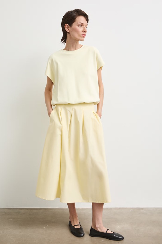 T-shirt oversize damski bawełniany z elastanem RS26-TSD815 żółty RS26