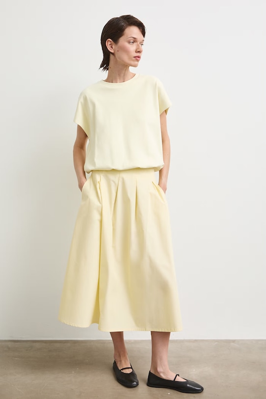 T-shirt oversize damski bawełniany z elastanem RS26-TSD815 żółty RS26