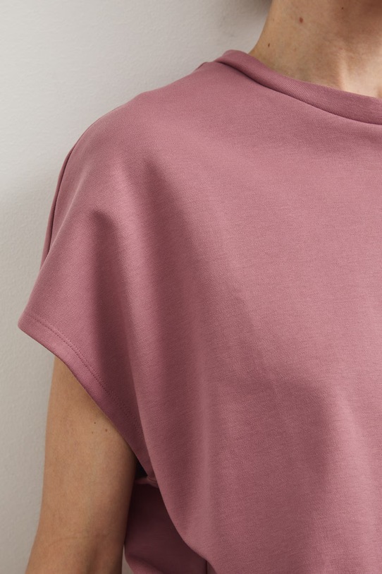 T-shirt oversize damski bawełniany z elastanem RS26-TSD815 różowy