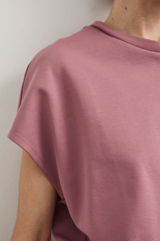 T-shirt oversize damski bawełniany z elastanem RS26-TSD815 różowy