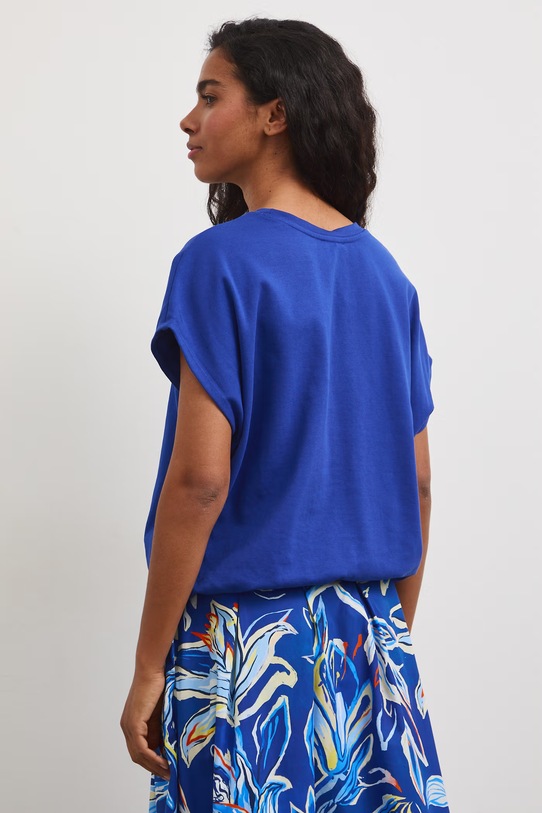 Odzież T-shirt oversize damski bawełniany z elastanem RS26-TSD815 niebieski