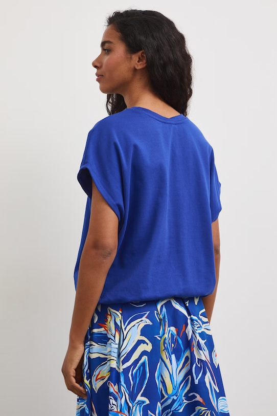 Odzież T-shirt oversize damski bawełniany z elastanem RS26-TSD815 niebieski