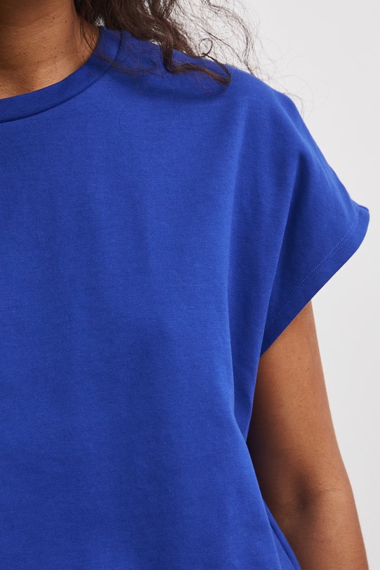 T-shirt oversize damski bawełniany z elastanem RS26-TSD815 niebieski