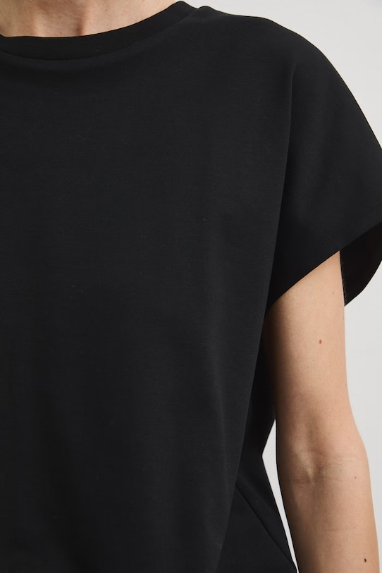 T-shirt oversize damski bawełniany z elastanem RS26-TSD815 czarny