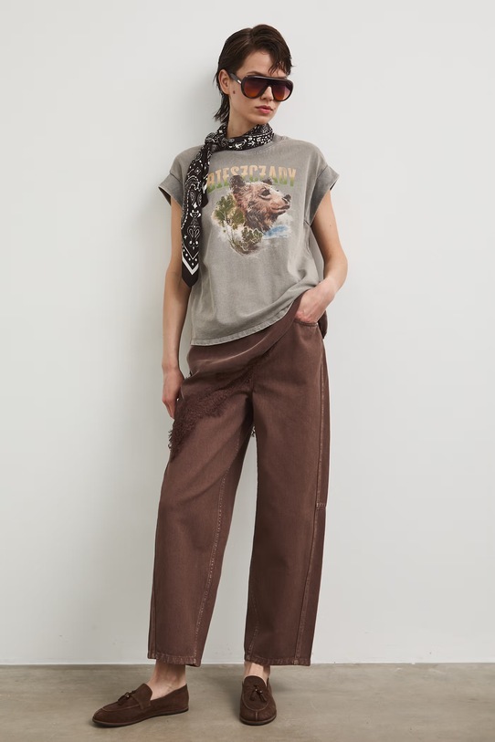 T-shirt damski bawełniany z kolekcji Bieszczadzki Park Narodowy x Medicine RS26-TSD850 szary RS26