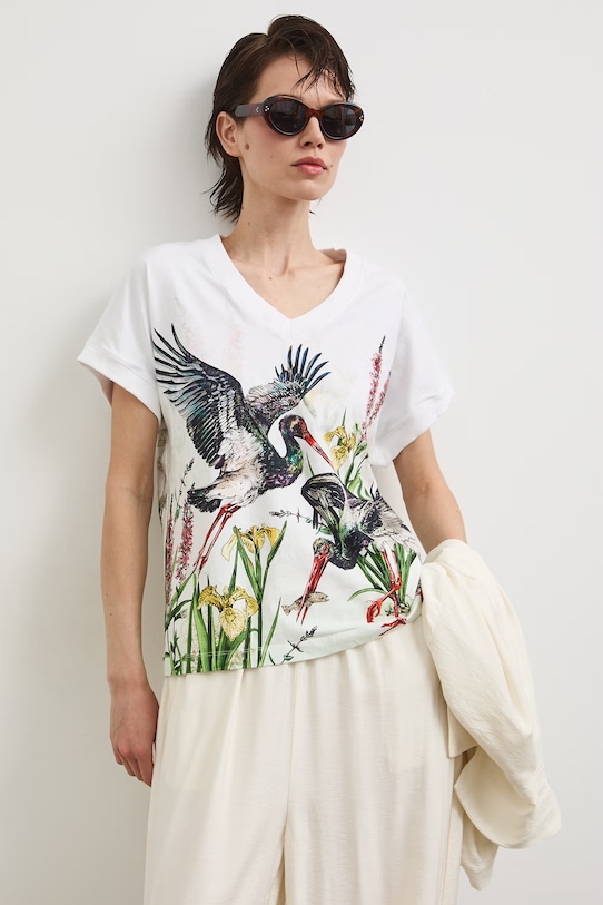 T-shirt oversize damski bawełniany z kolekcji Bieszczadzki Park Narodowy x Medicine RS26-TSD851 multicolor RS26