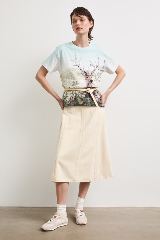 T-shirt damski bawełniany z kolekcji Bieszczadzki Park Narodowy x Medicine RS26-TSD852 beżowy RS26