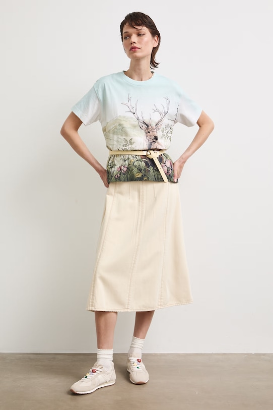 T-shirt damski bawełniany z kolekcji Bieszczadzki Park Narodowy x Medicine RS26-TSD852 beżowy RS26