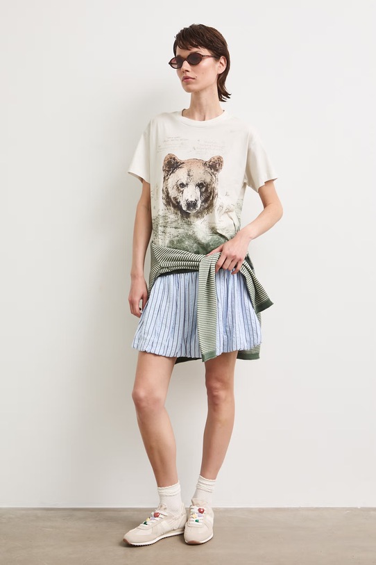 Odzież T-shirt damski bawełniany z kolekcji Bieszczadzki Park Narodowy x Medicine RS26-TSD852 beżowy