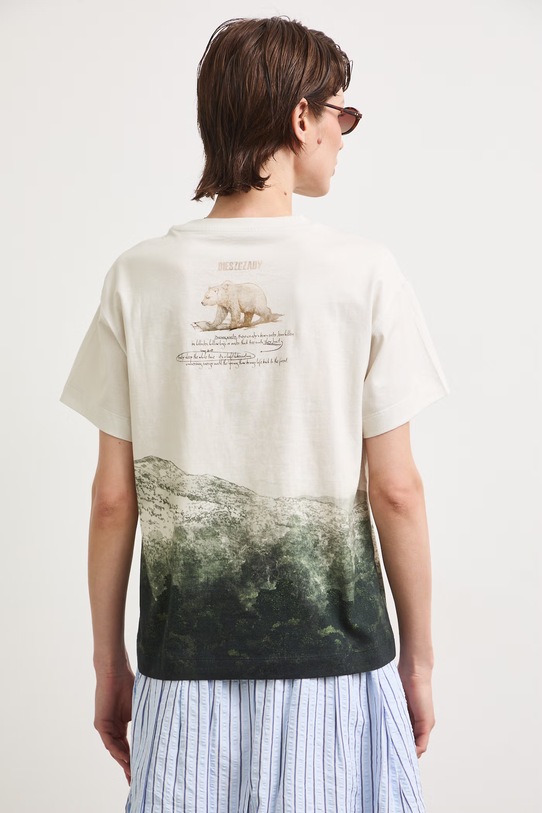 T-shirt damski bawełniany z kolekcji Bieszczadzki Park Narodowy x Medicine beżowy RS26-TSD852