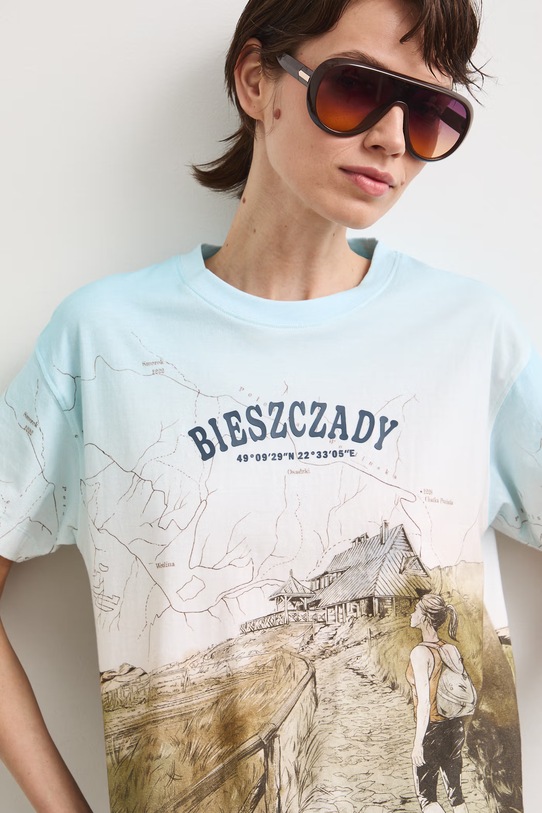 T-shirt damski bawełniany z kolekcji Bieszczadzki Park Narodowy x Medicine RS26-TSD852 multicolor