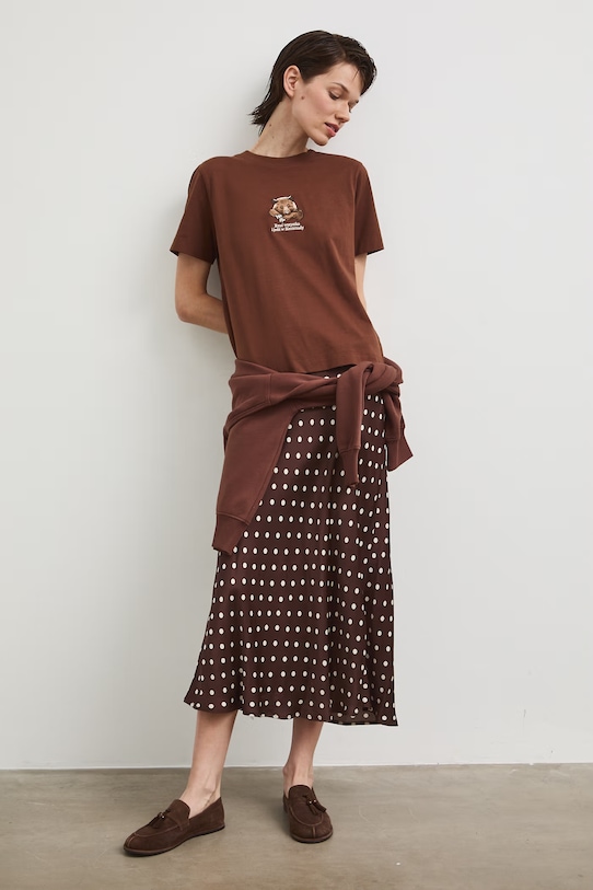 T-shirt damski bawełniany z kolekcji Bieszczadzki Park Narodowy x Medicine RS26-TSD854 brązowy RS26