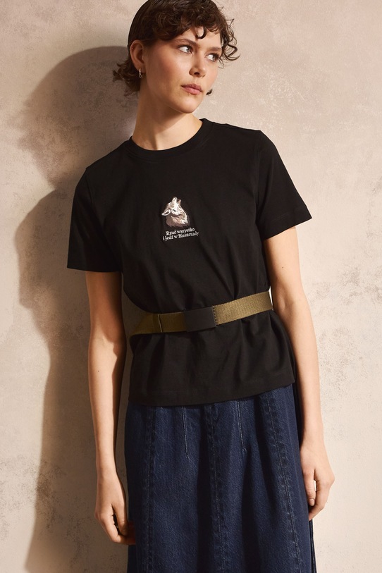 Medicine T-shirt damski bawełniany czarny RS26-TSD854