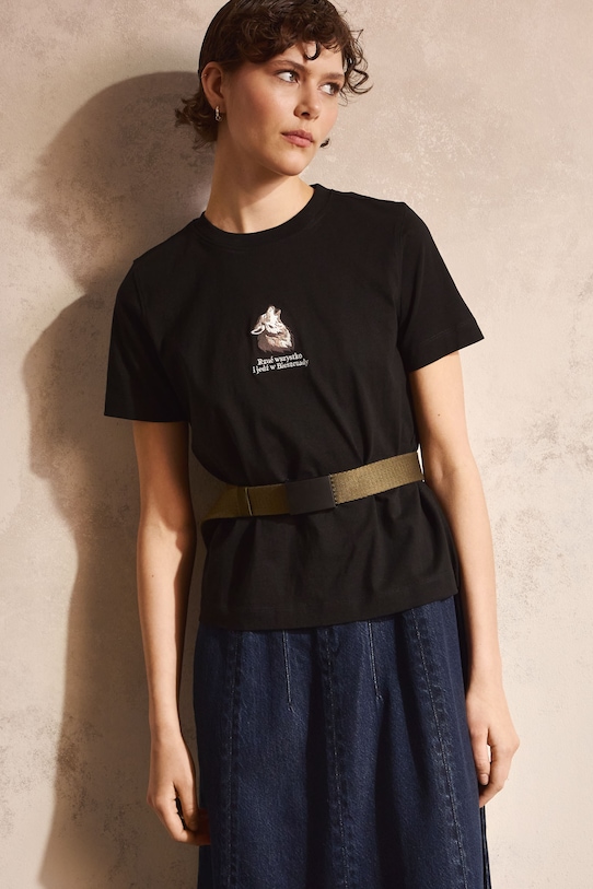 Medicine T-shirt damski bawełniany czarny RS26-TSD854