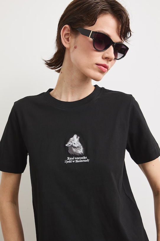 Medicine T-shirt damski bawełniany RS26-TSD854 czarny