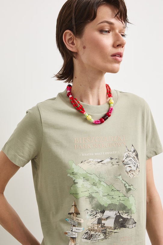T-shirt damski bawełniany z kolekcji Bieszczadzki Park Narodowy x Medicine RS26-TSD856