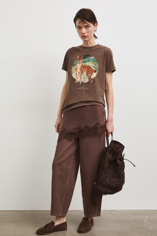 Odzież Medicine T-shirt damski bawełniany RS26-TSD857 brązowy