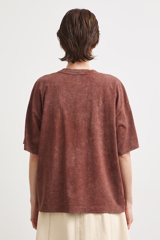 T-shirt oversize damski bawełniany z kolekcji Bieszczadzki Park Narodowy x Medicine brązowy RS26-TSD858