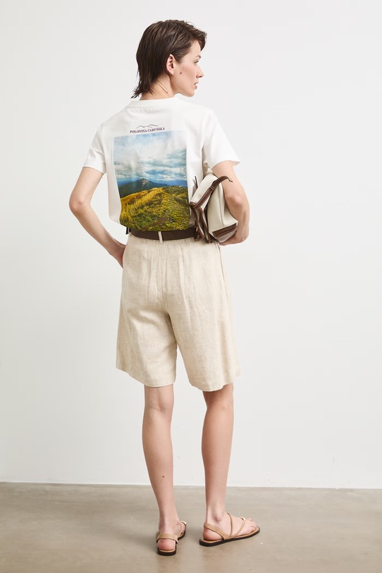 T-shirt damski bawełniany z kolekcji Bieszczadzki Park Narodowy x Medicine RS26-TSD859 beżowy RS26